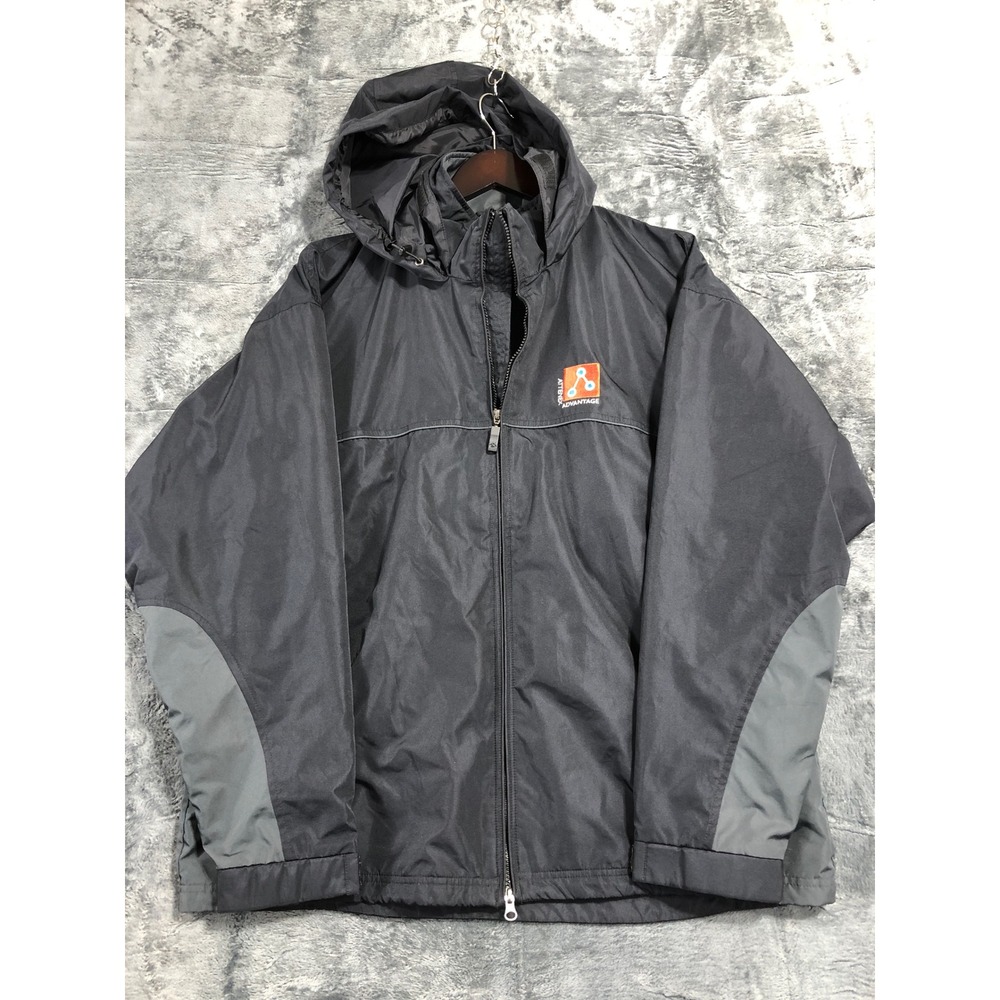 Storm Creek Mens XL Black Grey Hooded Windbreaker Jacket Attenex Advantage Lined